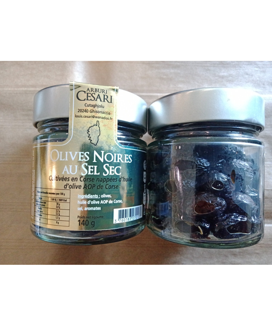 Olives noires au sel sec 140 gr